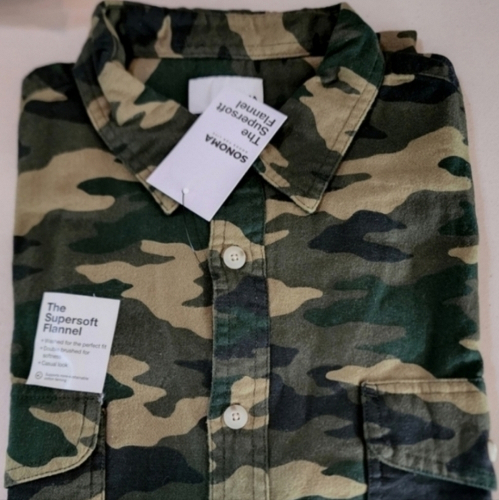 SONOMA MENS BIG & TALL CAMO flannel MT Nwt